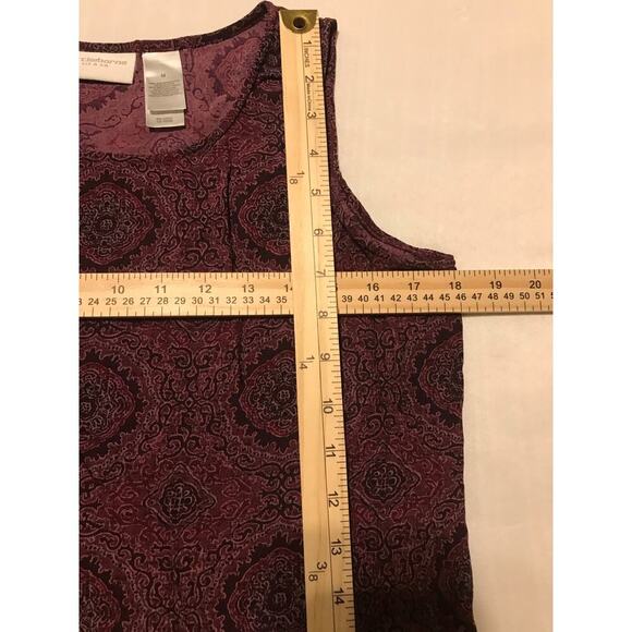 Liz Claiborne maroon ladies medium tank office boho dark feminine quirky preppy - Picture 4 of 7
